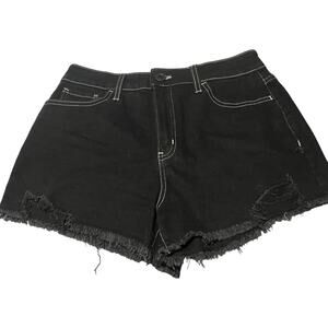 Super High Rise Cutoff Black Destructed Denim Shorts 9 / 29W SO Y2K goth grunge